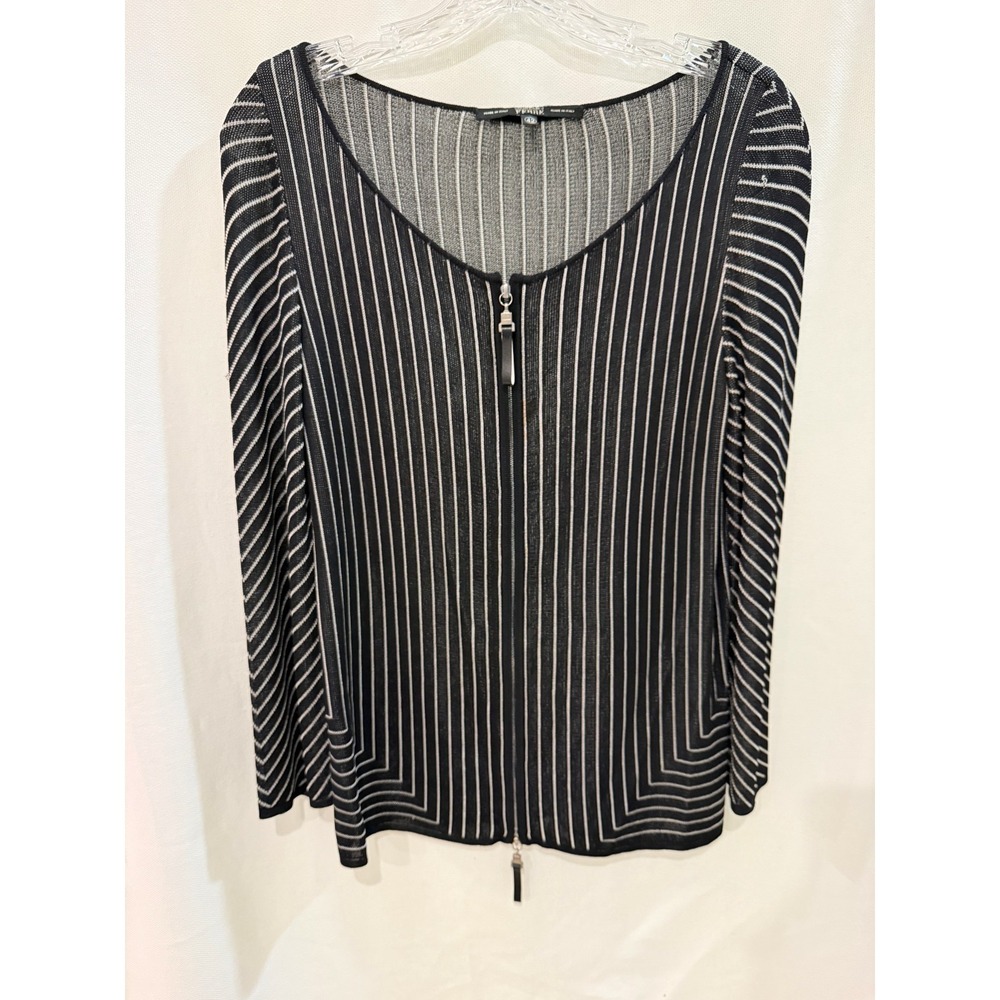 Gianfranco Ferré Womens Black with White Stripe Sheer Sweater Size 42